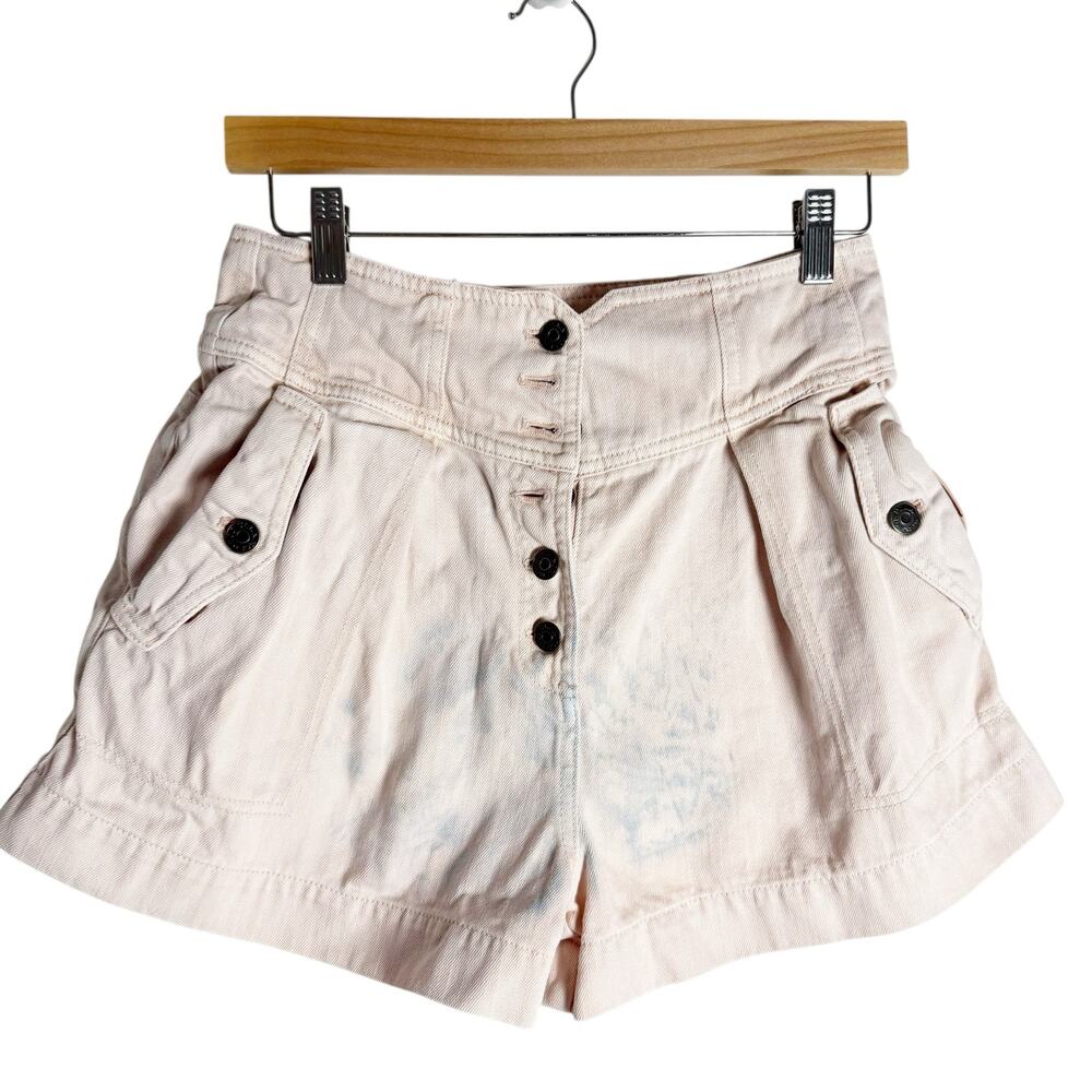 Ulla Johnson Alvin High Waist Pink Pleated Button Fly Shorts Size 2